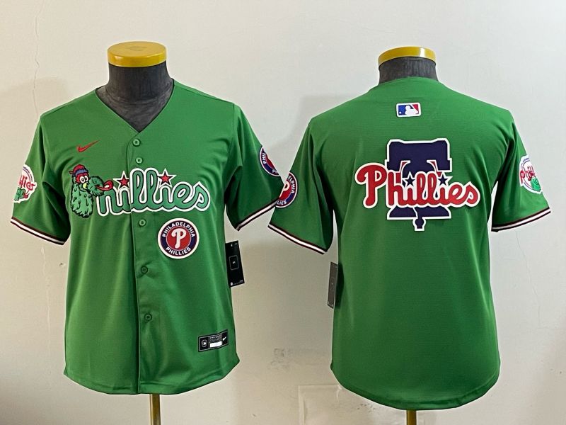 Youth 2026 Philadelphia Phillies Blank Green Game Nike MLB Jersey style 06->youth mlb jersey->Youth Jersey